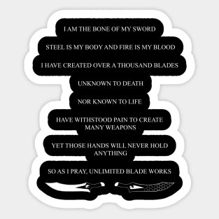 Unlimited Blade Works Chant Sticker